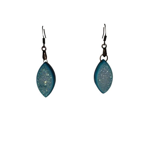 Copper and Marquise Shape Blue Drusy Drop Dangle Earrings - Picture 7 of 7